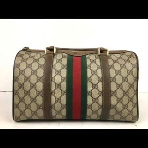 Auth. Vintage Gucci Ophidia Web Stripe Boston Bag